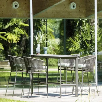 Барные стулья для отдыха на открытом воздухе, простой современный креативный высокий стул для отеля, Водонепроницаемый солнцезащитный крем, Садовая терраса, Скандинавский барный стул