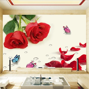 Большие настенные фрески beibehang романтические обои с теплыми красными розами свадебная спальня обои на заднем плане кровати в спальне современный фон для телевизора
