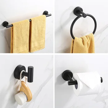 Вешалка для полотенец из нержавеющей стали вешалка для полотенец крючок для одежды в ванной комнате черная вешалка для бумажных полотенец кольцо для полотенец Набор для ванной комнаты