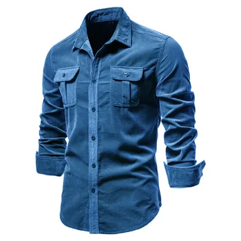 Высококачественная мужская хлопчатобумажная японская вельветовая мужская деловая рубашка, приталенная повседневная рубашка, мужская новая куртка с длинными рукавами