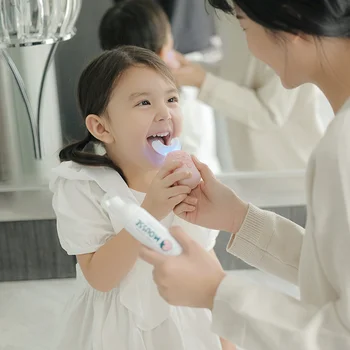 Детская электрическая зубная щетка Zoyzoii U-образного типа, перезаряжаемая водонепроницаемая детская звуковая зубная щетка 2-6 лет