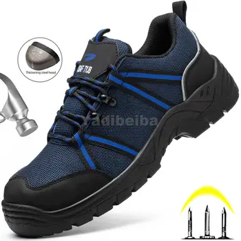 Дышащие рабочие кроссовки, Антистатическая промышленная обувь, рабочая защитная обувь со стальным носком, мужская рабочая защитная обувь с защитой от проколов, обувь