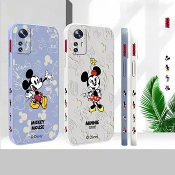 Жидкий Силикон Для Xiaomi 13 12 12S 12X 11 11T 10 10S 10I 9 9SE 8 8SE Pro Ultra Lite Чехол Mickey Minnie Mouse Case Funda Cqoue