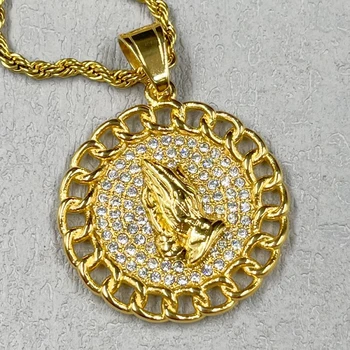 Золотое ожерелье с крестом из нержавеющей стали со стразами Круглые ожерелья для молитв Ювелирные изделия collier homme