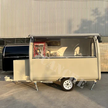 Изготовленный на заказ коммерческий кофейный грузовик с прицепом для еды, передвижной грузовик для быстрой переоборудования еды с полностью оборудованной кухней
