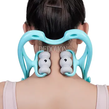 Инструмент для массажа шеи, точечная терапия, снимающая давление, ручной роликовый массаж шеи, плеча, 6 массажных роликов, самомассажер для шеи