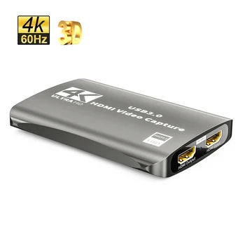 Карта захвата USB 3.0, видео в формате HD 4K, микрофон, совместимый с HDMI, коробка для записи аудиоигр в формате Live HD для PS4, Nintendo Switch
