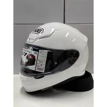 Мотоциклетный Шлем Z7 с полным Лицом, ГЛЯНЦЕВЫЙ БЕЛЫЙ Шлем Для верховой Езды, Гоночный Мотокросс, Шлем для Мотобайка
