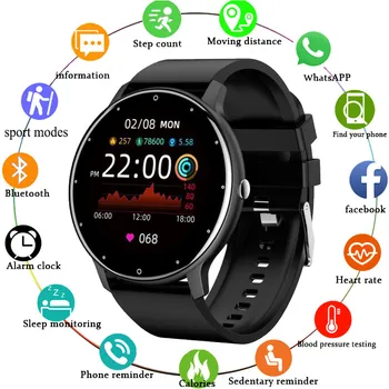 Мужские Женские смарт-часы с сенсорным экраном, спортивный фитнес-трекер IP67, водонепроницаемый Bluetooth, прогноз погоды, умные часы на 2023 год