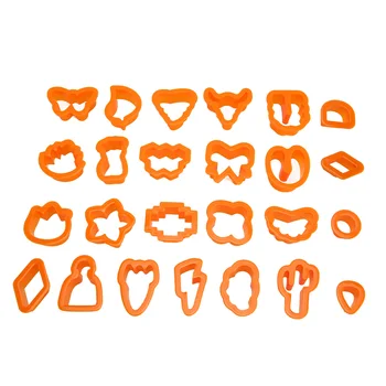Набор пластилиновых резаков разной формы, удобный захват для рук, пластилиновые резаки небольшого размера из оранжевого пластика для тортов