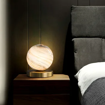 Настольная лампа TEMAR Nordic Современная креативная Винтажная Латунная Настольная лампа со светодиодным стеклянным шаром для дома, гостиной, Прикроватной тумбочки в спальне