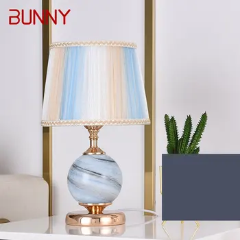 Настольная лампа в американском стиле BUNNY со светодиодной подсветкой, Креативный Стеклянный стол с затемнением, Прикроватный светильник, декор для современного дома, гостиной, спальни