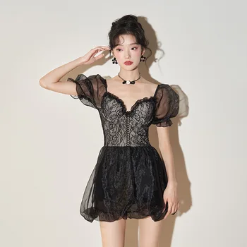 Новинка 2023 года, модное платье в корейском стиле Ins, купальники, женская консервативная юбка, Маленькая грудь, собранный купальник со стальной опорой