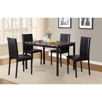 Обеденный стол со столешницей из искусственного мрамора с металлическими прямыми ножками, коричневая и черная мебель для гостиной