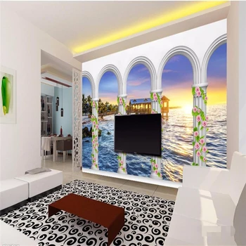 обои beibehang, 3d настенный декор, фоновая фотография, 3D стерео Морские арки, искусство шале, роспись стен современного номера отеля.