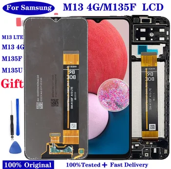 Оригинал Для Samsung Galaxy M13 Дисплей с Рамкой Сенсорный Экран Дигитайзер Для Samsung M13 4G M135 M135F M135F/DS Замена ЖК-дисплея