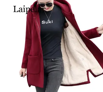 Осенне-зимняя женская флисовая куртка, пальто, женские длинные пальто с капюшоном, Верхняя одежда, теплые толстые женские красные облегающие толстовки, куртки