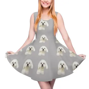 Платье для собак, Мальтийские вечерние дешевые платья, повседневное цельнокроеное платье с рисунком для девочек