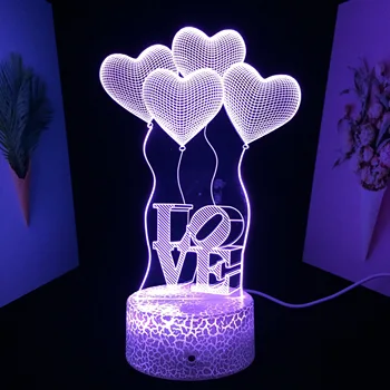 Подарки на День Святого Валентина, 3D светодиодный ночник для свадьбы, декор домашней комнаты, Предложение атмосферы, легкий подарок другу или девушке