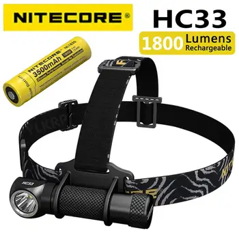 Портативный налобный фонарь NITECORE HC33 CREE XHP35 HD max 1800 люмен дальность луча 187 метров фары 8 режимов работы наружного головного света