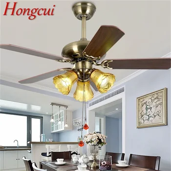 Потолочный вентилятор Hongcui Light Современная Простая лампа с дистанционным управлением с прямым лезвием для домашней гостиной