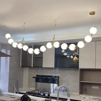 Светодиодная люстра со стеклянным шаром на чердаке, Креативный дизайн ожерелья, Декоративные подвесные светильники для гостиной