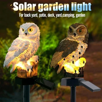 Светодиодный наземный светильник на солнечной энергии, сад в форме орла, попугая, совы, вставленный заземляющий штекер, Ландшафтные лампы для газона, украшение сада