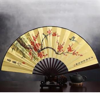 складной веер из цветной ткани 1шт, 10-дюймовая китайская живопись ручной работы, бамбуковая каллиграфическая ручка, бумага для рисования