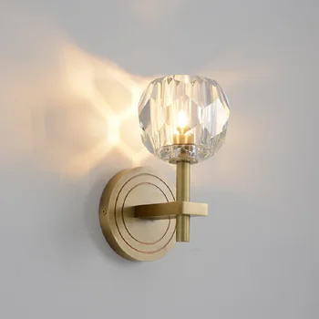 Современный настенный светильник с медным хрусталем, прикроватная лампа для гостиной, спальни, роскошный светодиодный настенный светильник Nordic