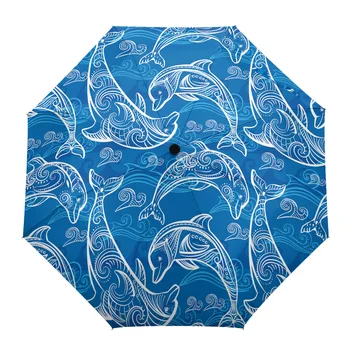 Текстура летних волн Дельфина, Автоматический Зонт, складной Зонт для путешествий, Портативный ветрозащитный зонт-зонтики