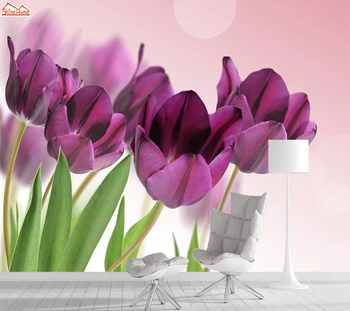 Тюльпан 3d Фото Природа Обои для Гостиной Цветочные Обои Виниловые Обои Бумага S Домашний Декор Самоклеящиеся Фрески Рулоны