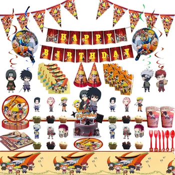 Украшение вечеринки по случаю Дня рождения в стиле аниме Uzumaki Narutoed Ninja, Баннер с воздушным шаром, Фоновые принадлежности, Топперы для торта для детского душа, Детские игрушки