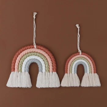 Украшения для Детской Комнаты E56C Rainbow Handmade Weaving Ornaments Nordic for Fresh Simple St