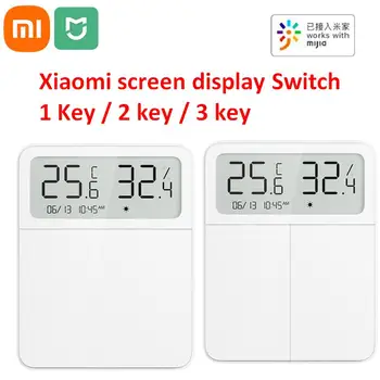 Умный настенный выключатель Xiaomi Mijia с дистанционным управлением светом, беспроводной 1/2/3 клавишный переключатель с ЖК-цифровым экраном температуры и влажности