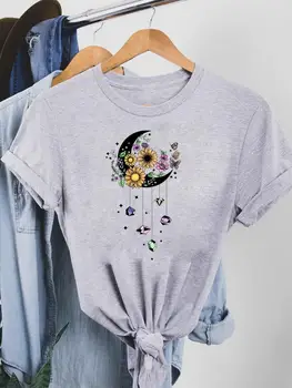Цветочный прекрасный стиль, трендовая одежда 90-х, женская летняя футболка с графическим принтом, Модные повседневные футболки с коротким рукавом
