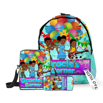 Школьный рюкзак Gracies Corner, 3 шт. /компл., для учащихся начальной средней школы, мальчиков и девочек, школьный рюкзак с аниме-мультфильмом, рюкзак для ноутбука